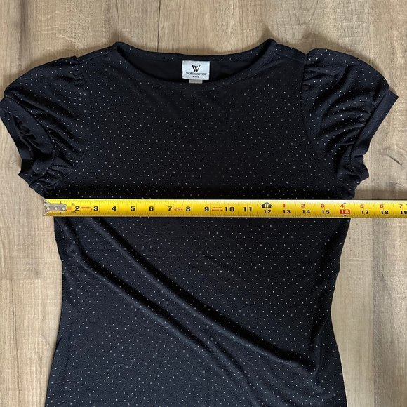 ✨Host Pick✨2/$20 Worthington | Black Gold Dotted Crewneck Puff Sleeve Top - Picture 8 of 9
